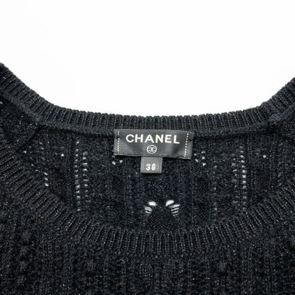 Chanel Size 38 Long-sleeve Dress Cashmere/Metal Polyester Black