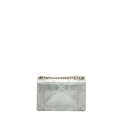 Dior Small Diorama Lizard Metallic Silver