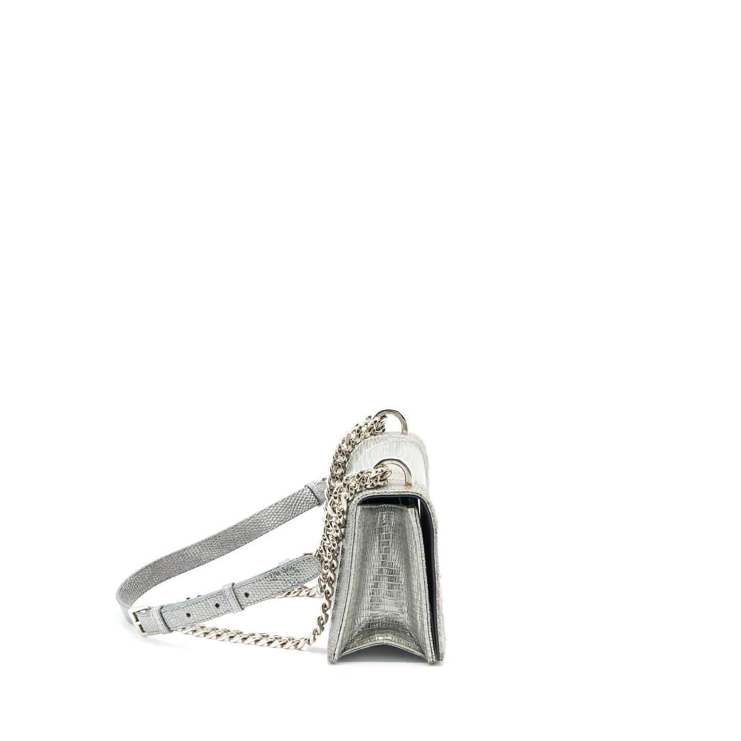 Dior Small Diorama Lizard Metallic Silver
