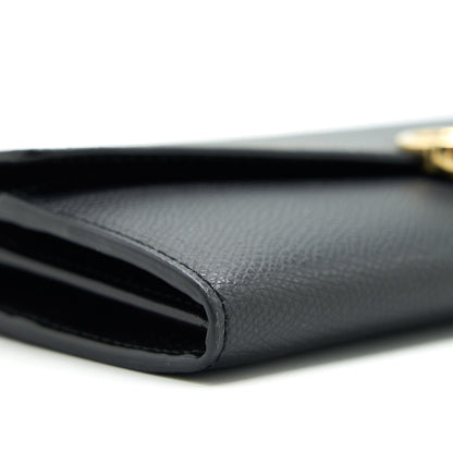 Fendi Grained Calfskin Wallet with Chain Black