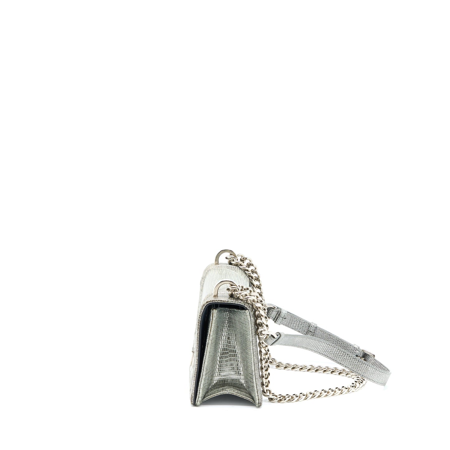 Dior Small Diorama Lizard Metallic Silver
