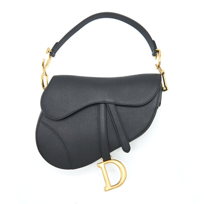 Dior Medium Saddle Purse Grained Calfskin Black