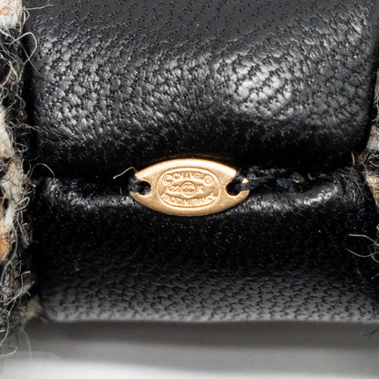Chanel 22k Hair Tie Tweed/leather Chain detail Scrunchie Beige/Black/Ecru GHW