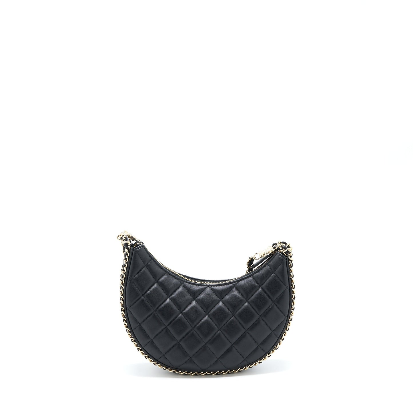 Chanel Small Moon Hobo Bag Lambskin Black LGHW (Microchip)
