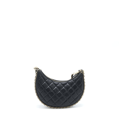 Chanel Small Moon Hobo Bag Lambskin Black LGHW (Microchip)