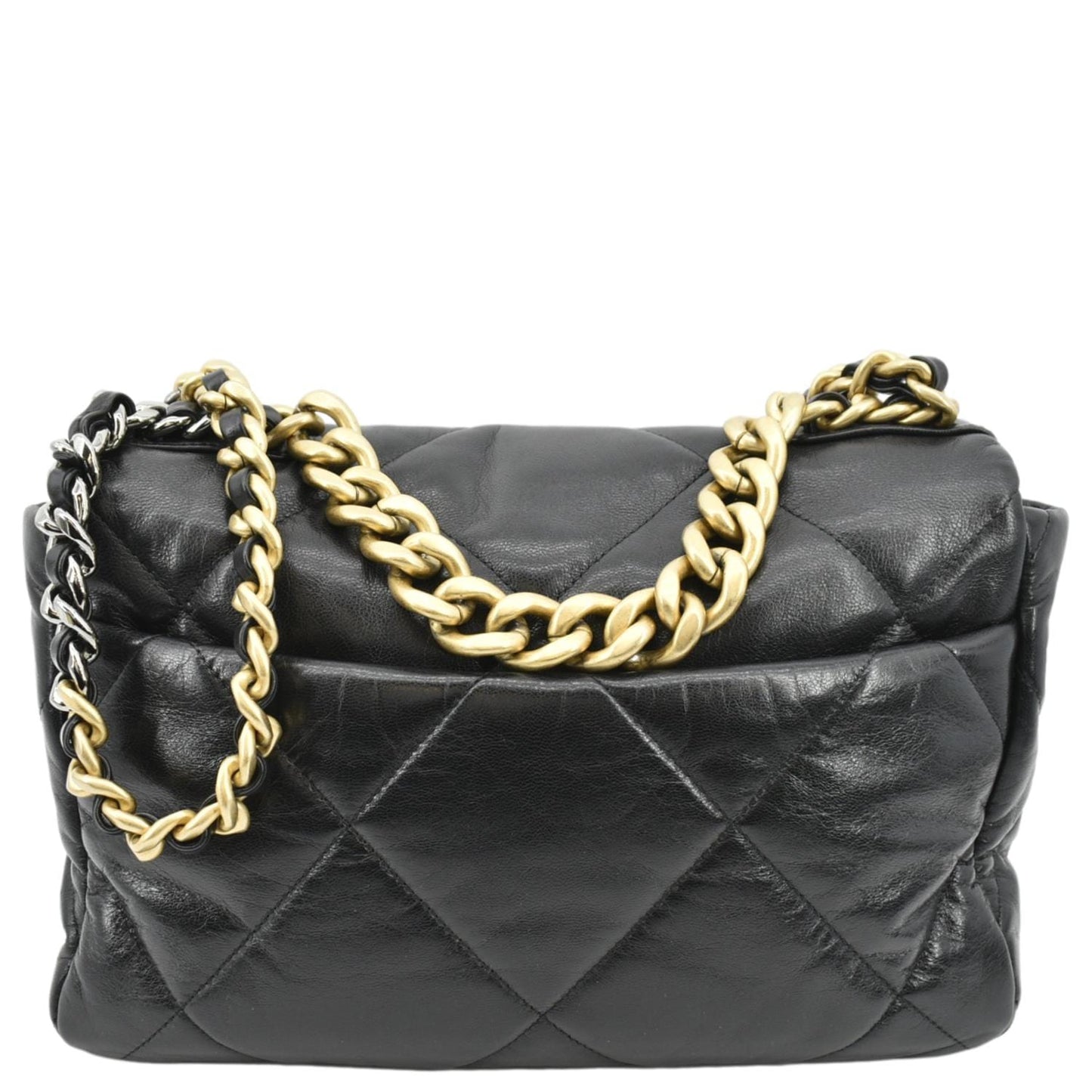 CHANEL 19 Medium Quilted Lambskin Leather Flap Shoulder Bag Black