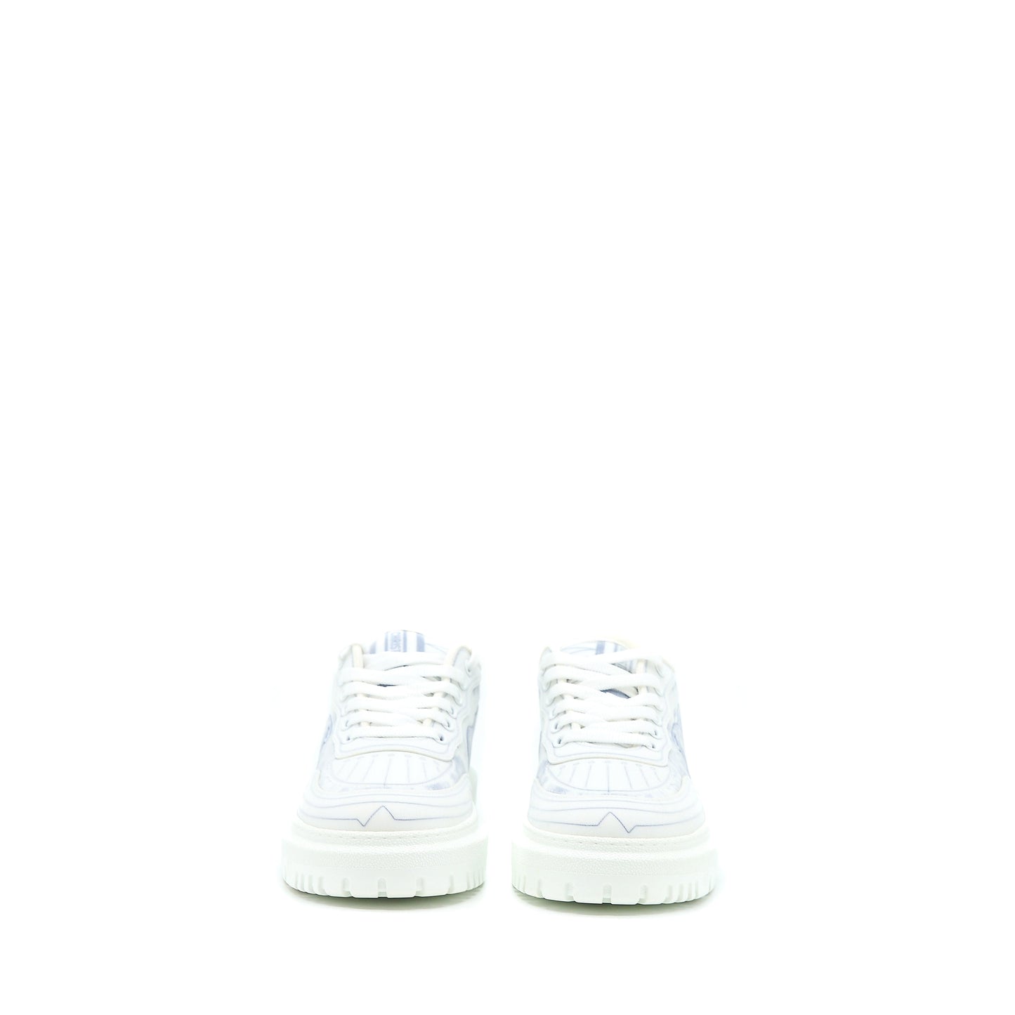 Dior Size 37 Addict Blue Toile De Jouy Technical Fabric Low Top Sneakers