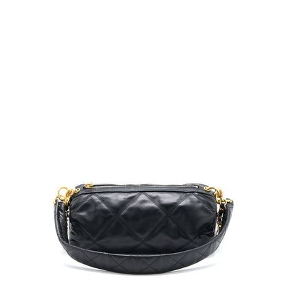 Chanel Mini Bowling Bag with Chain Lambskin Black Brushed GHW (Microchip)