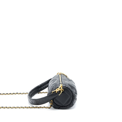 Chanel Mini Bowling Bag with Chain Lambskin Black Brushed GHW (Microchip)