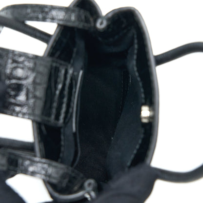 Balenciaga Mini Shopping Phone Pouch Coro-Emboss Calfskin Black