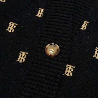 Burberry Size S Palena -Monogram Cardigan Wool Black/ Beige