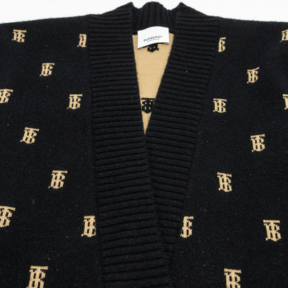 Burberry Size S Palena -Monogram Cardigan Wool Black/ Beige