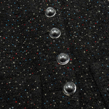 Chanel Size 38 Shining Crystal Tweed Dress Coat Wool/Acrylic Black/Multicolour