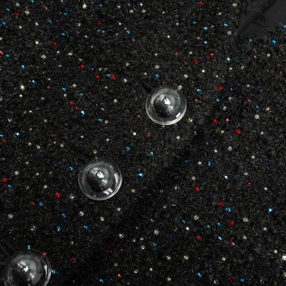 Chanel Size 38 Shining Crystal Tweed Dress Coat Wool/Acrylic Black/Multicolour