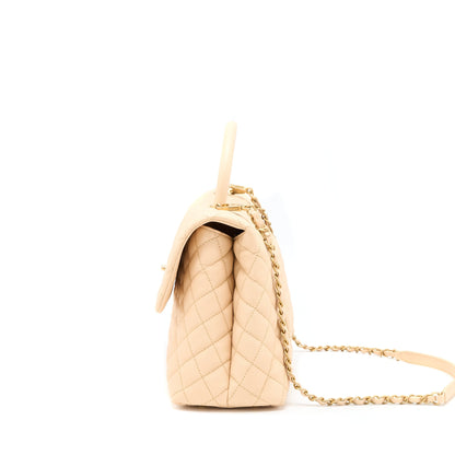 Chanel Coco Top Handle Flap Bag Caviar Beige GHW