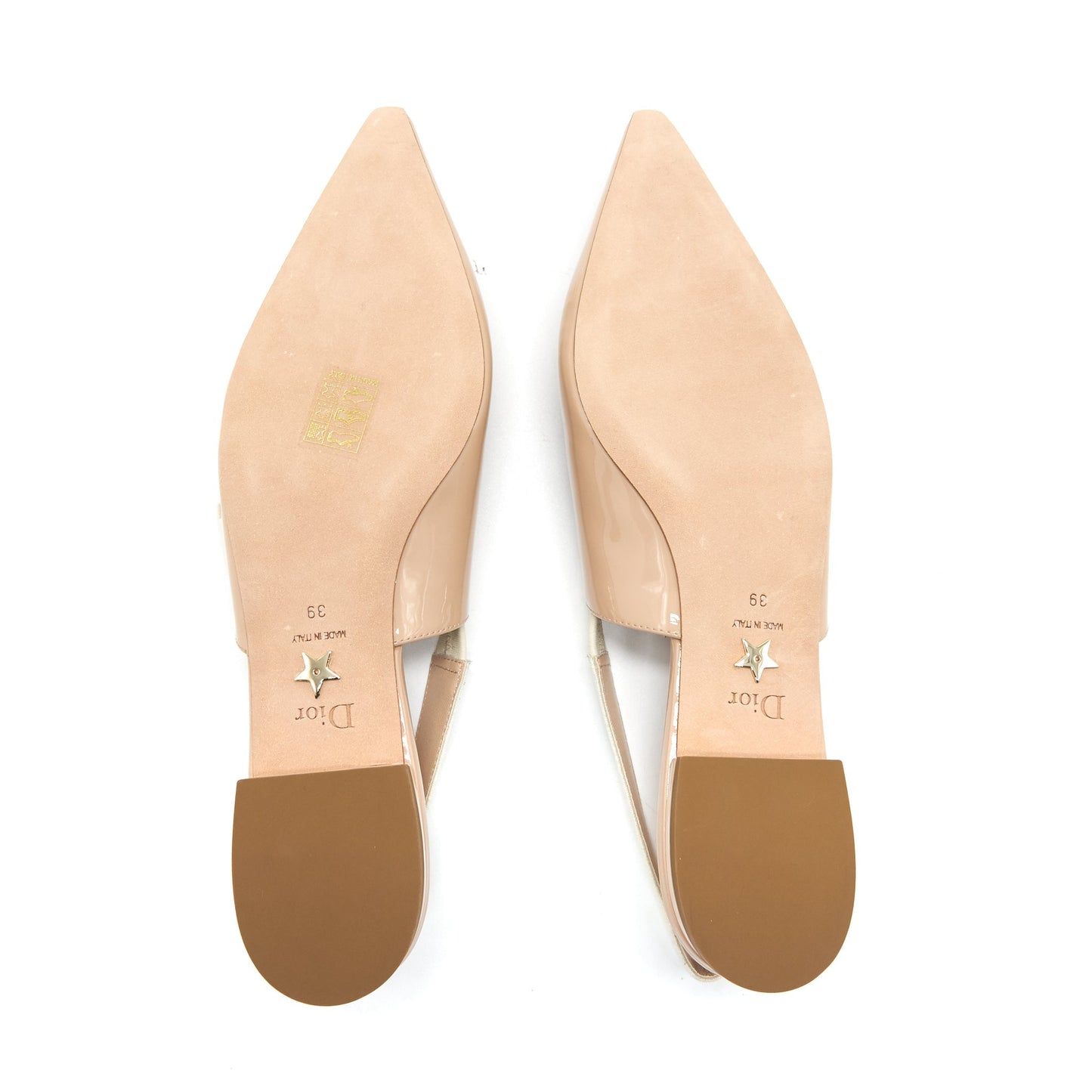 CHRISTIAN DIOR Slingback SIZE39 Ballet Flats Patent Leather Beige