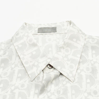 Homme Size 39 Dior Oblique Shirt Silk Light Grey/White