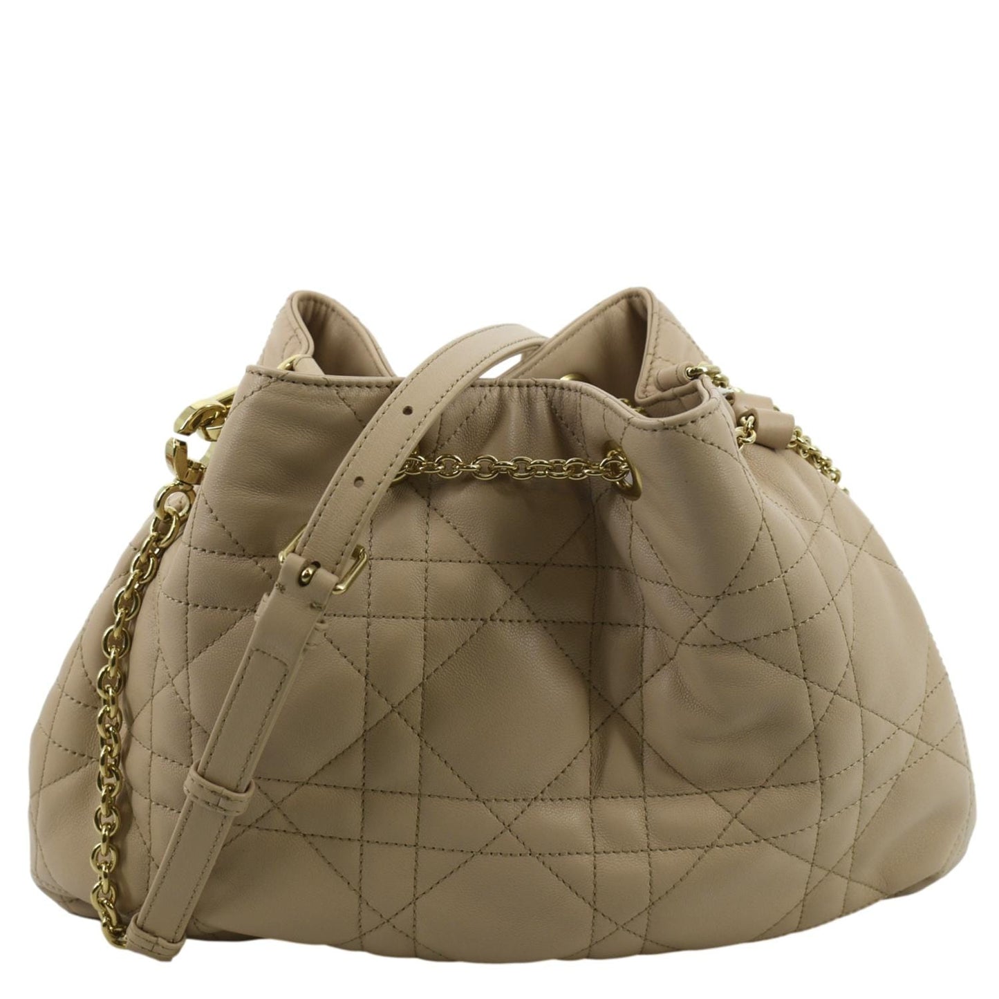 CHRISTIAN DIOR Ammi Macrocannage Lambskin Shoulder Bag Sand Rose