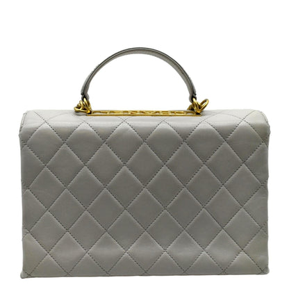 CHANEL Trendy Spirit Top Handle Quilted Leather Shoulder Bag Grey