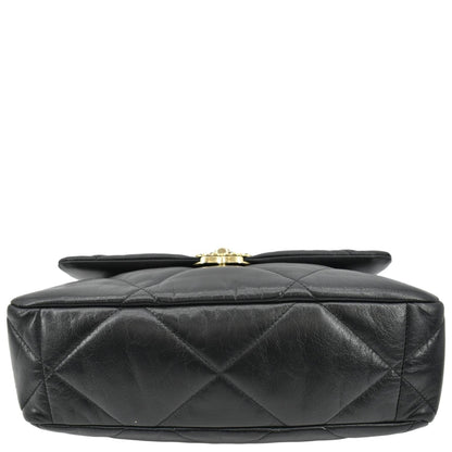 CHANEL 19 Medium Quilted Lambskin Leather Flap Shoulder Bag Black