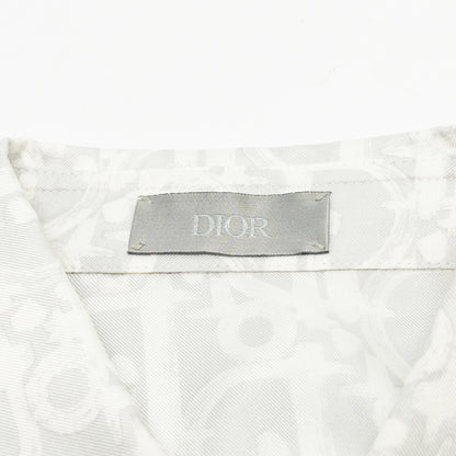Homme Size 39 Dior Oblique Shirt Silk Light Grey/White