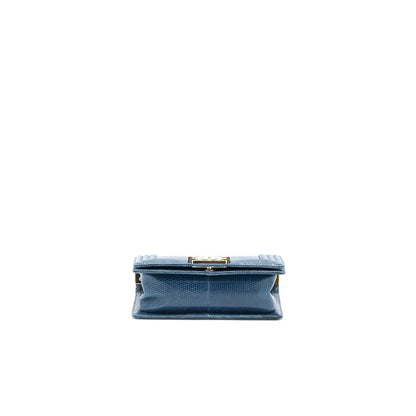 Chanel Small Boy Bag Lizard Dark Blue LGHW