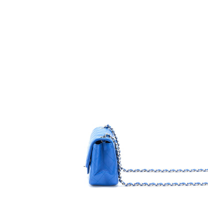 Chanel Mini Square Flap Bag Lambskin Blue SHW