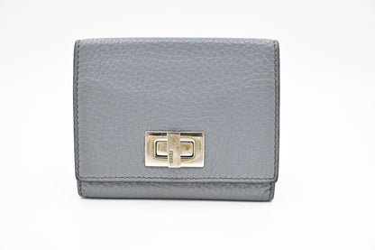 Fendi Peekaboo Mini Wallet in Light Blue Leather