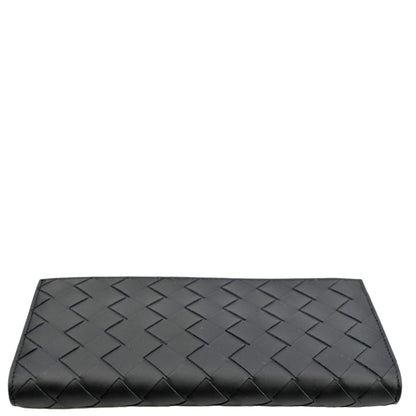 BOTTEGA VENETA Intrecciato Leather Long Wallet Black
