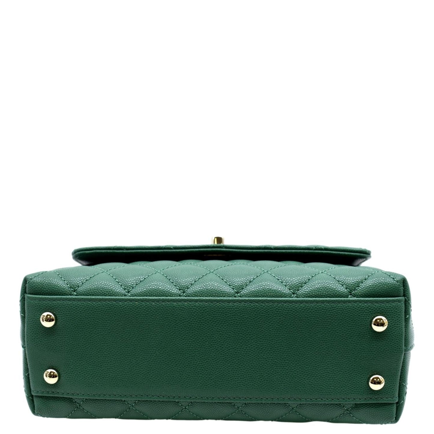 CHANEL Coco Mini Top Handle Caviar Leather Shoulder Bag Green