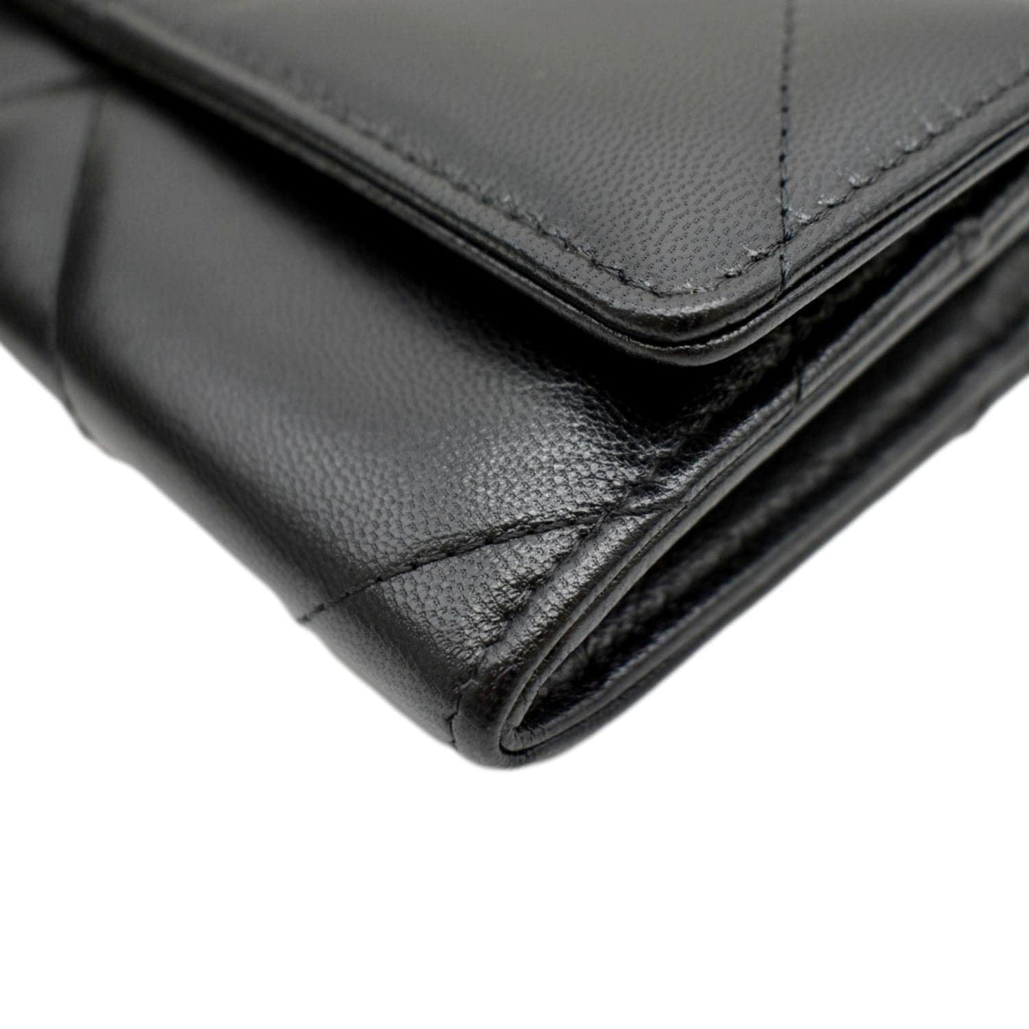 CHANEL 19 Quilted Leather Long Flap Wallet Black
