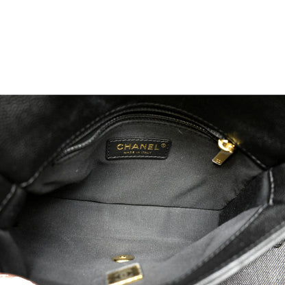 CHANEL Mini Flap Grained Calfskin Leather Shoulder Bag Black