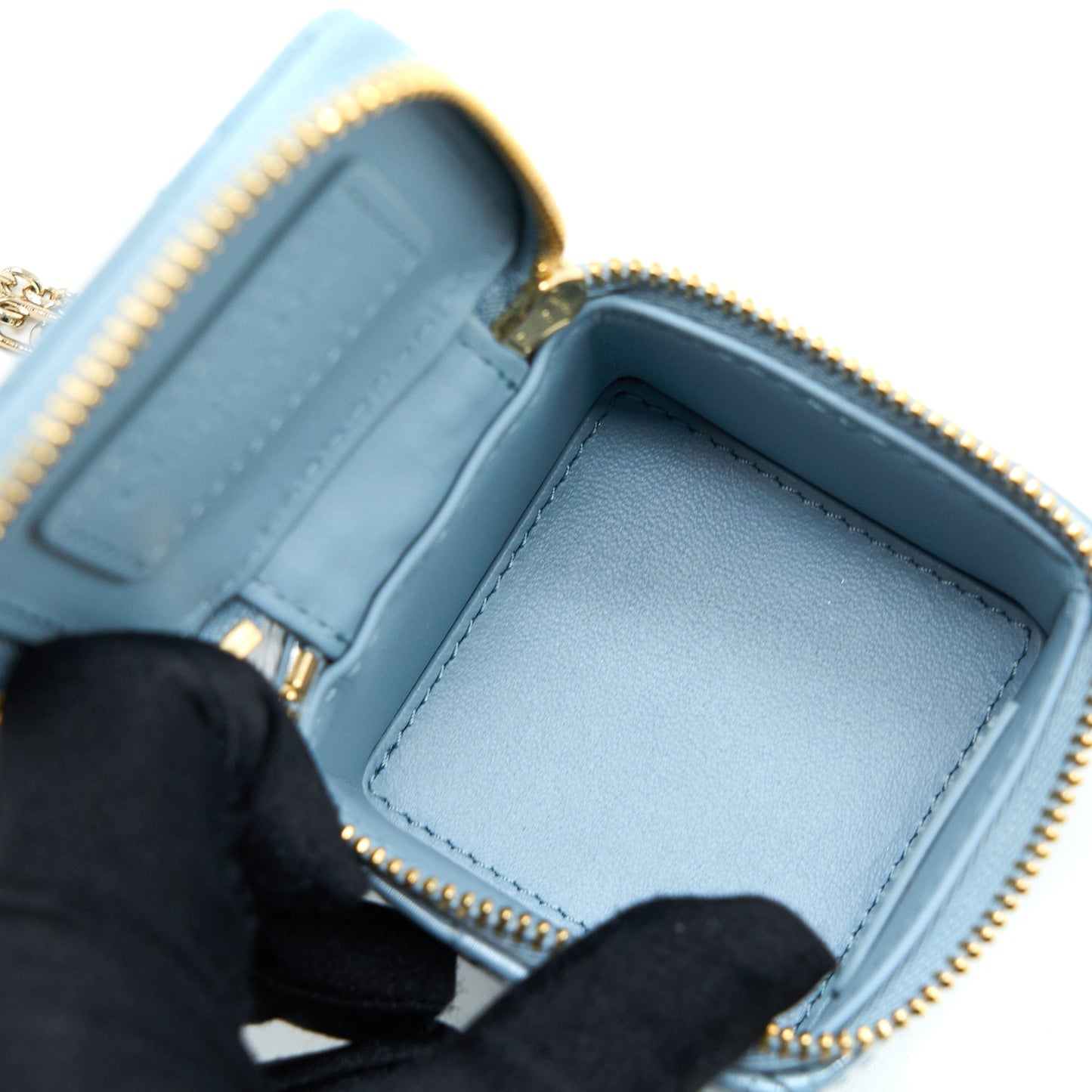 Dior Square Coin Purse Patent Blue