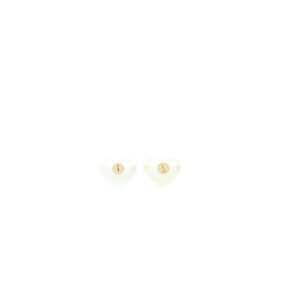 Chanel Heart With CC Logo Earrings Light Gold Tone