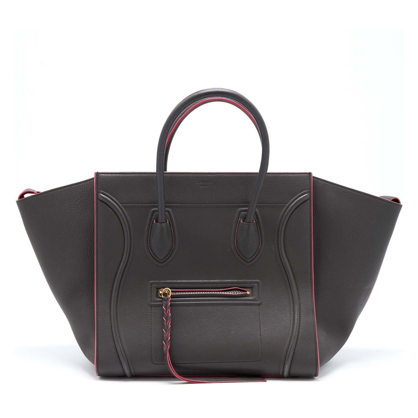 Celine Large Phantom Luggage Purse Calfskin Dark Grey/Pink