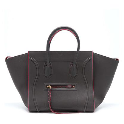 Celine Large Phantom Luggage Purse Calfskin Dark Grey/Pink
