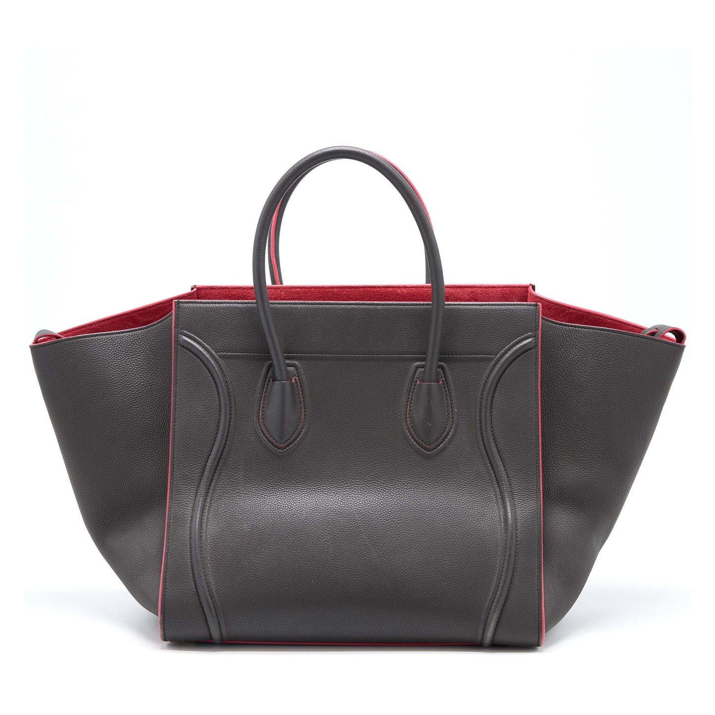 Celine Large Phantom Luggage Purse Calfskin Dark Grey/Pink