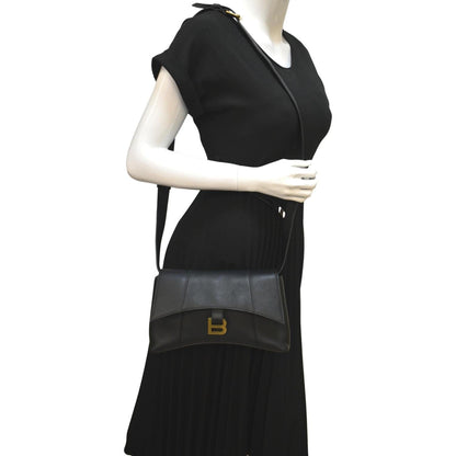 BALENCIAGA Treize Leather Shoulder Bag Black