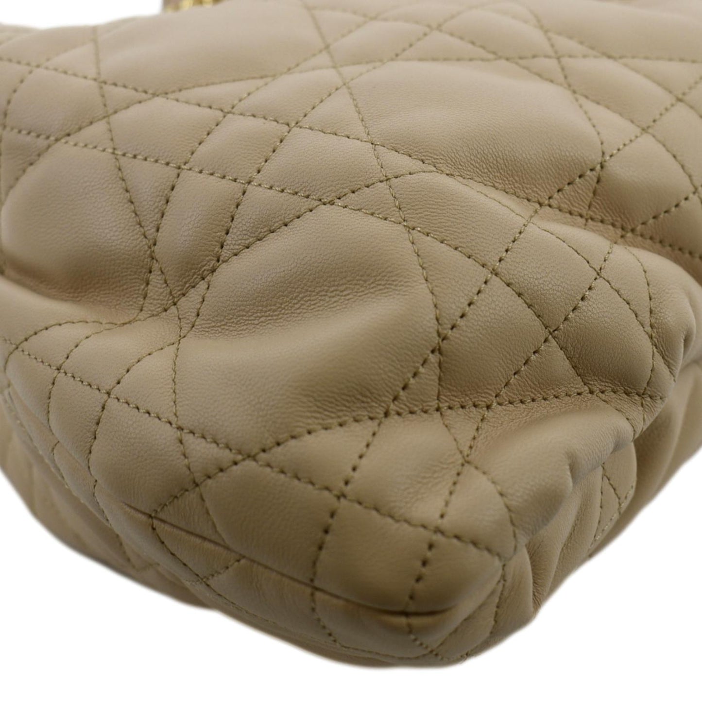 CHRISTIAN DIOR Ammi Macrocannage Lambskin Shoulder Bag Sand Rose