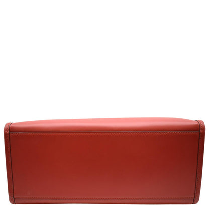 FENDI Sunshine Plexiglass Leather Shoulder Tote Bag Red