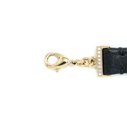 Chanel Crystal CC Logo Heart Chocker Leather/Pearl/Crystal Black Light Gold Tone
