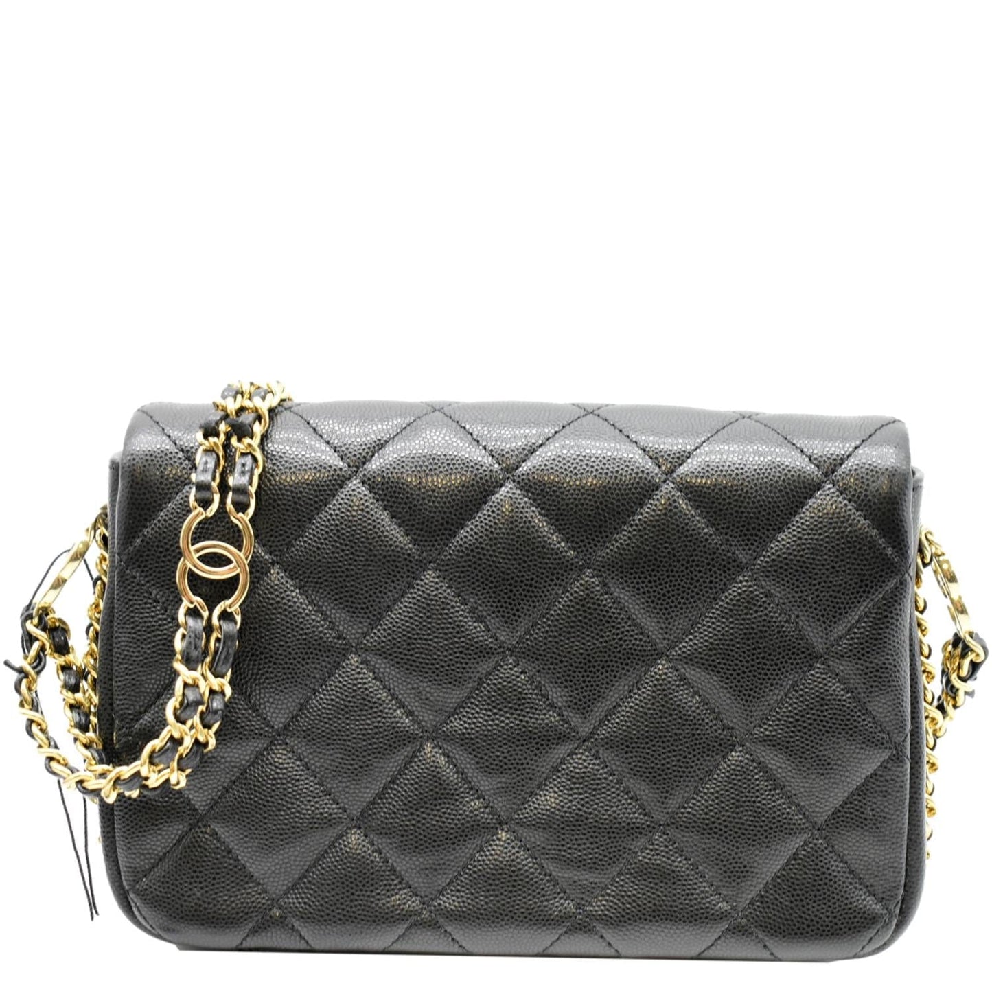CHANEL Mini Flap Grained Calfskin Leather Shoulder Bag Black