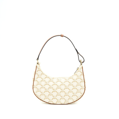 Celine Ava Purse in Triomphe Canvas/Calfskin White
