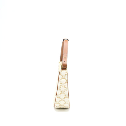 Celine Ava Purse in Triomphe Canvas/Calfskin White