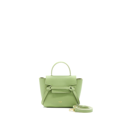 Celine Pico Belt Purse Grained Calfskin Light Green