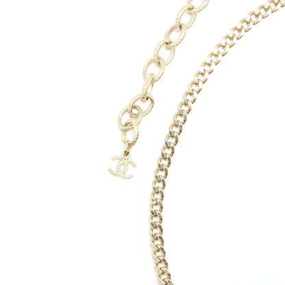 Chanel Lipstick And Square CC Necklace LGHW