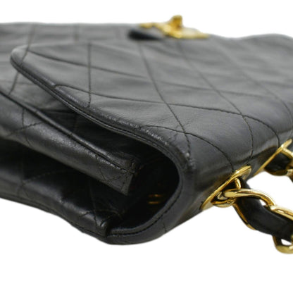 CHANEL Maxi Vintage Flap Quilted Leather Shoulder Bag Black