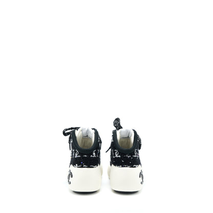 Chanel Size 36.5 Winter Sneakers Fabric Black/White