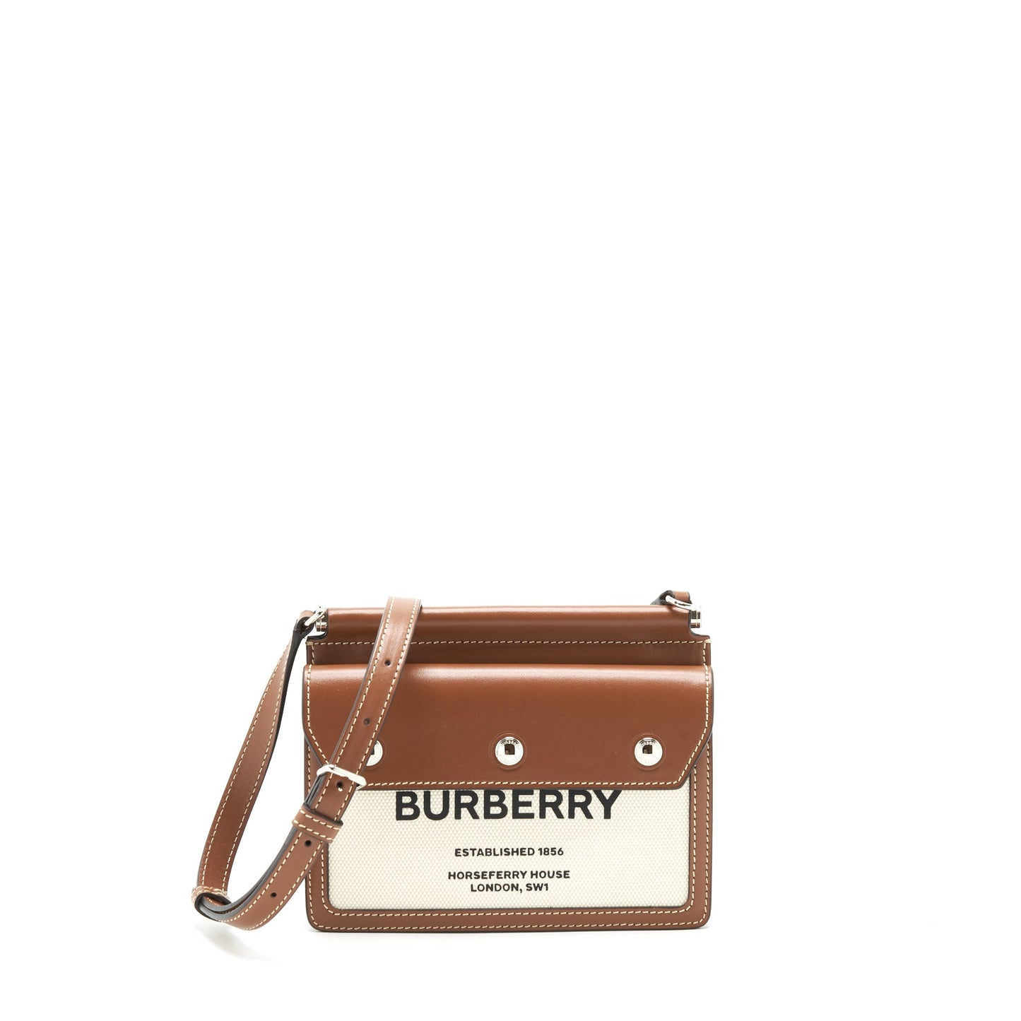 Burberry Canvas/ leather Beige mini Crossbody Purse