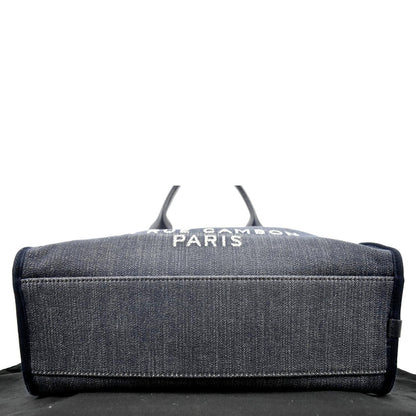 CHANEL Deauville Medium Bowling Denim Shoulder Bag Blue